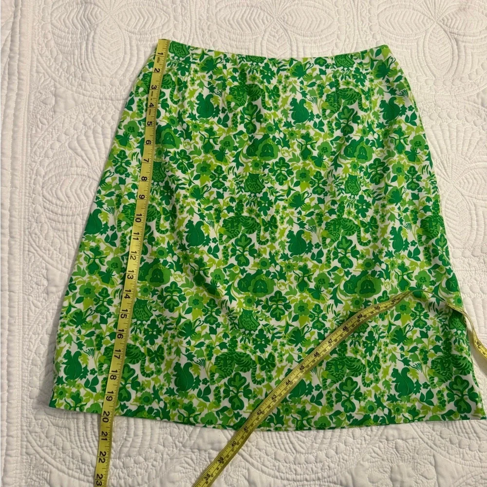 Vintage 1970s “The Lilly” Lilly Pulitzer Mini Skirt Green White Lions Owls - Picture 9 of 11